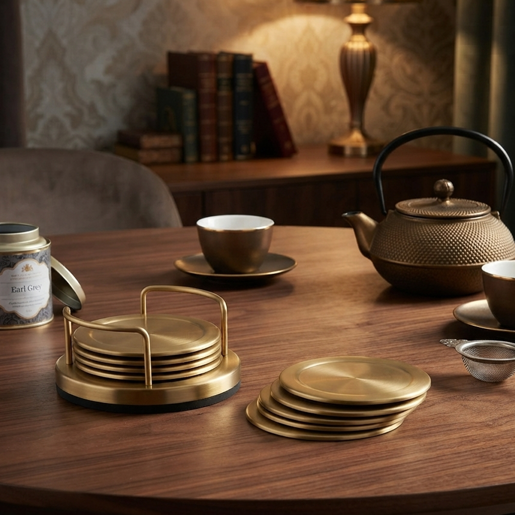 Steel Gold Coaster Set Trendy Home