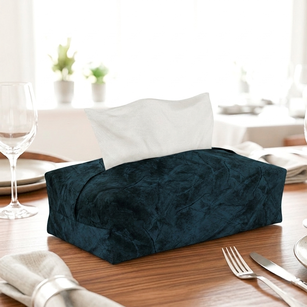 Turkish Velvet - Deep Blue Tissue Box Trendy Home