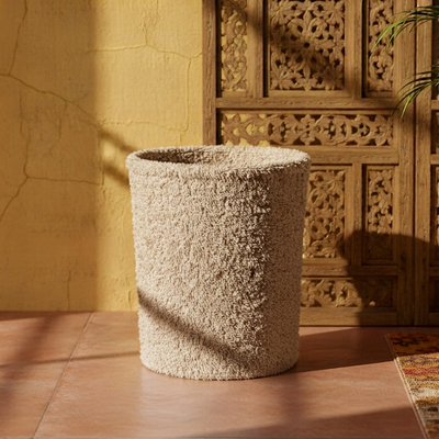Teddy Fur - Sand Beige Dustbin Trendy Home