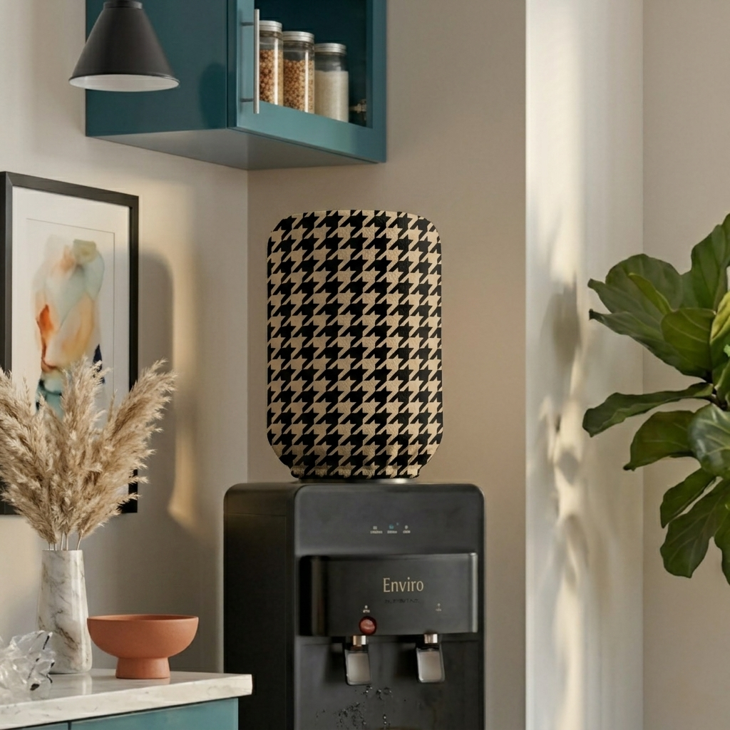 Printed - Beige Houndstooth Bottle Dispenser Cover Trendy Home