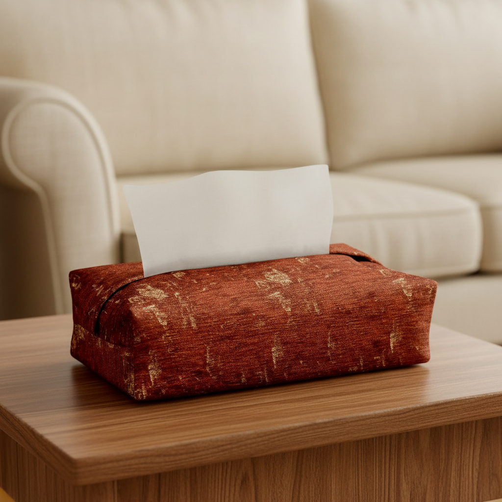 Shanghai Velvet - Rust Tissue Box Trendy Home