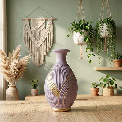 Old Bottle - Lavender Gold Vase Trendy Home