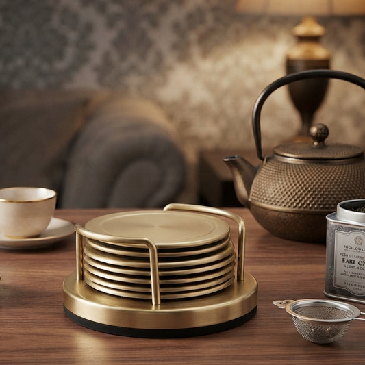 Steel Gold Coaster Set Trendy Home