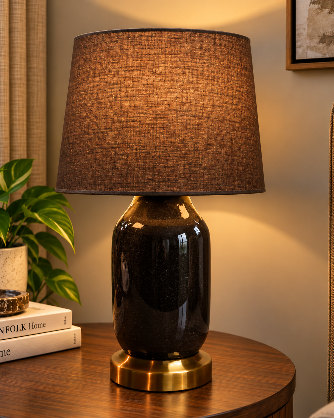 Carbon Barrel Table Lamp