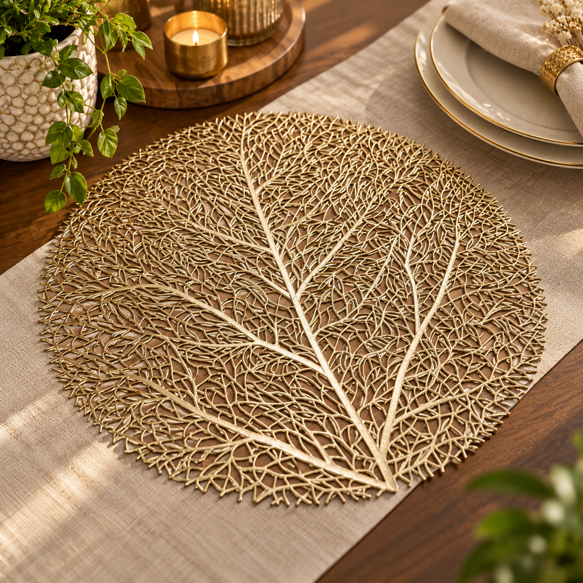 Pvc - Gold Branch Charger Plate Trendy Home