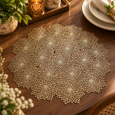 Pvc - Gold Royal Floral Charger Plate Trendy Home
