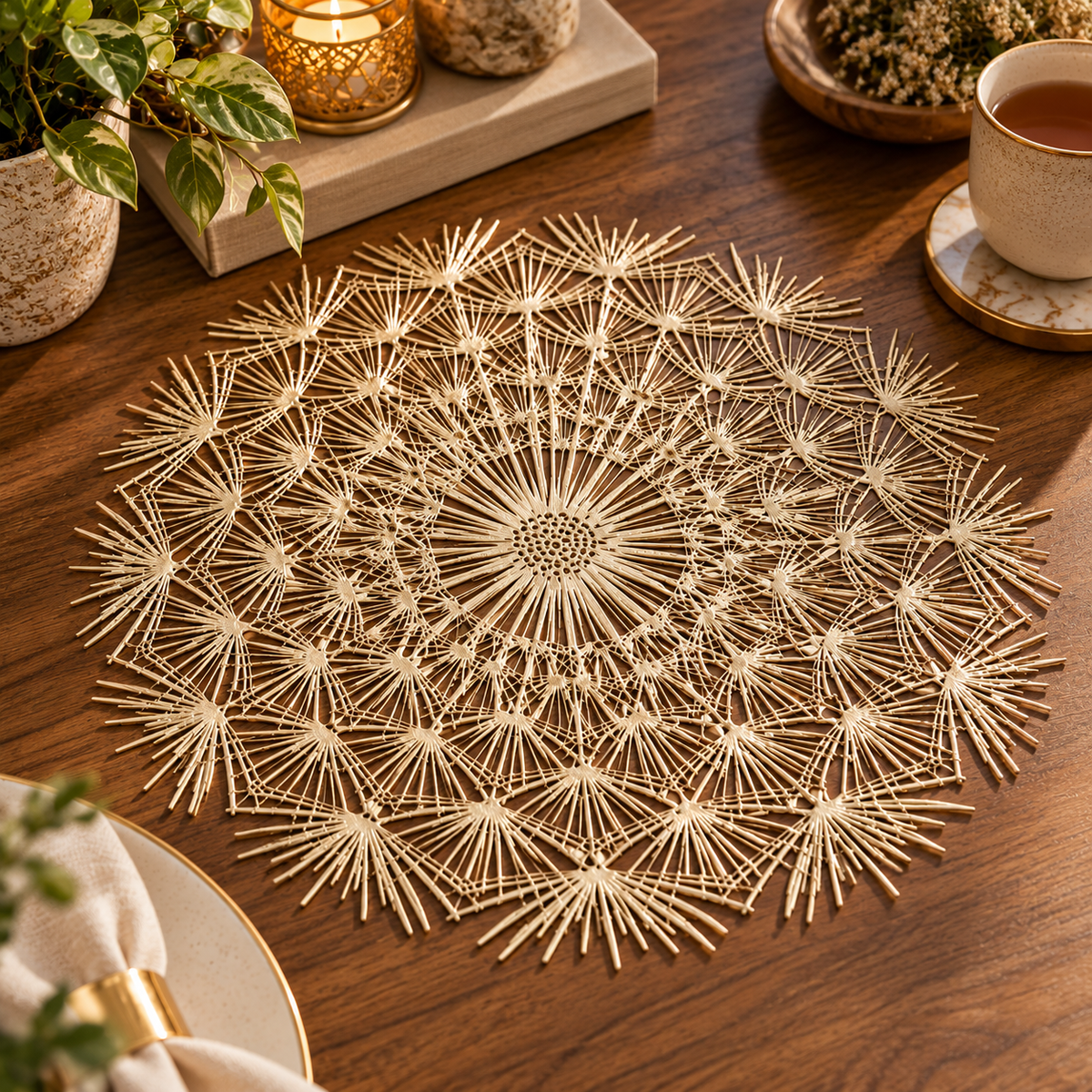 Pvc - Sunburst Gold Charger Plate Trendy Home
