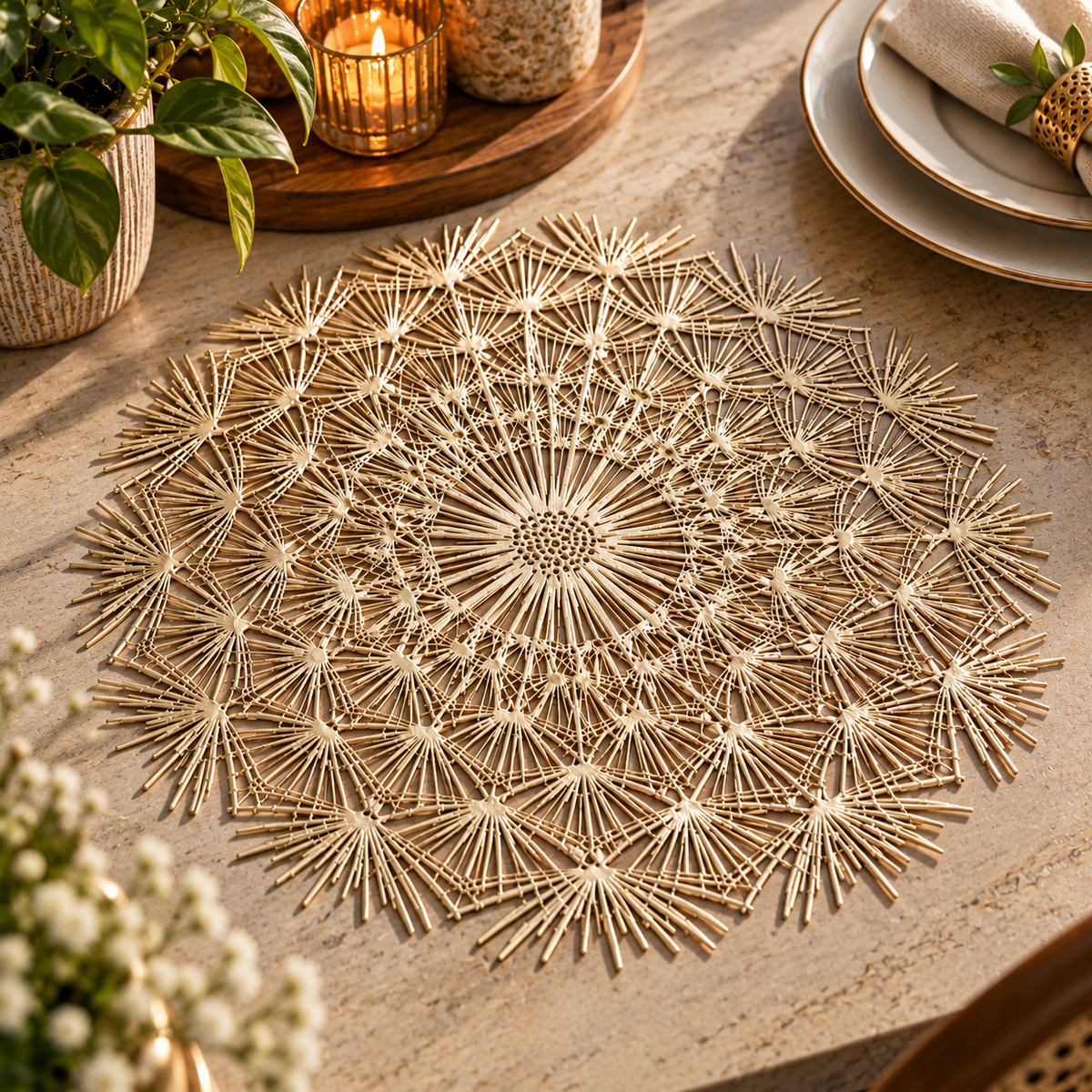 Pvc - Sunburst Gold Charger Plate Trendy Home