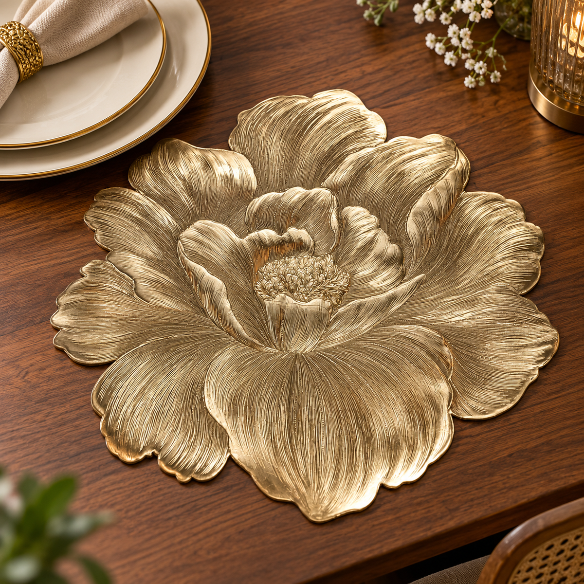 Pvc - Plato base de lujo rosa dorada