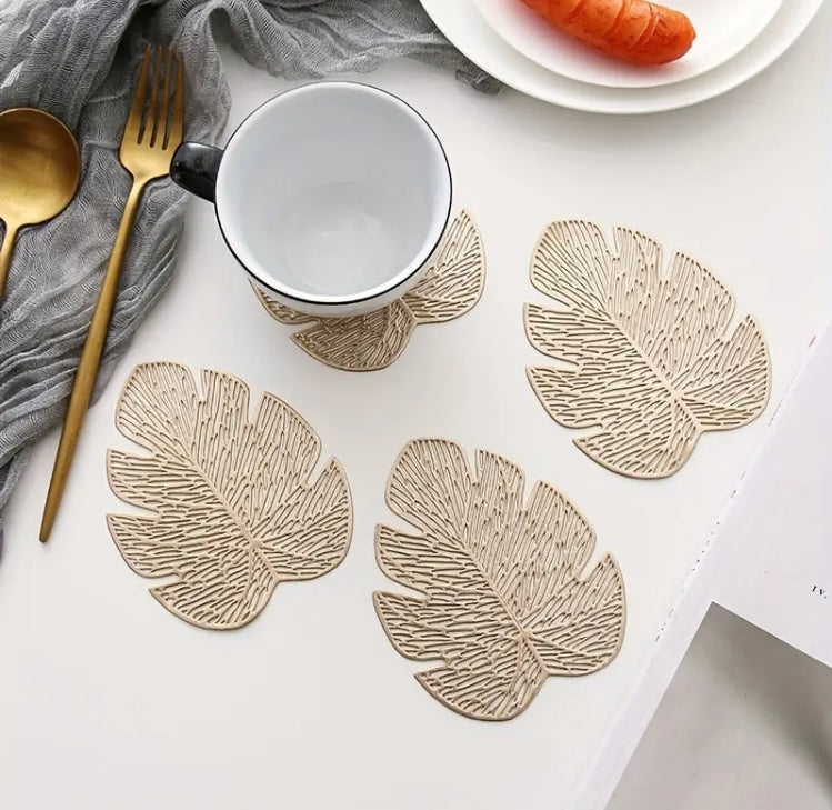 Pvc Monstera Leaf Tea Coaster Trendy Home