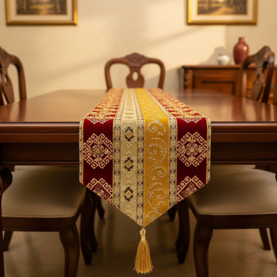 Hand Sequin - Maroon Table Runner Trendy Home