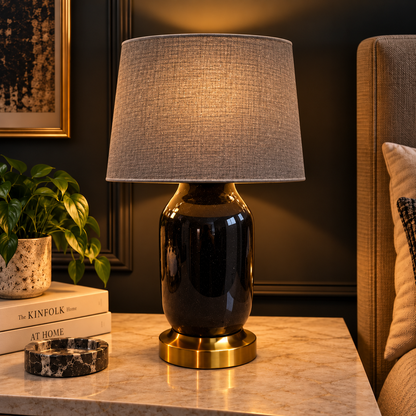 Carbon Barrel Table Lamp