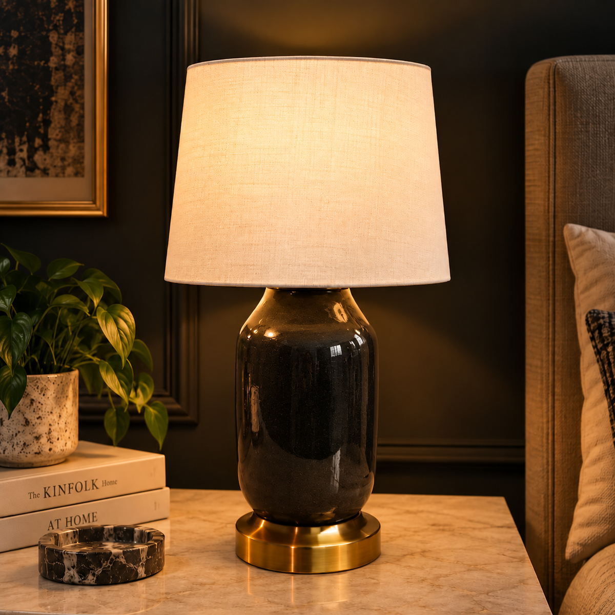 Carbon Barrel Table Lamp