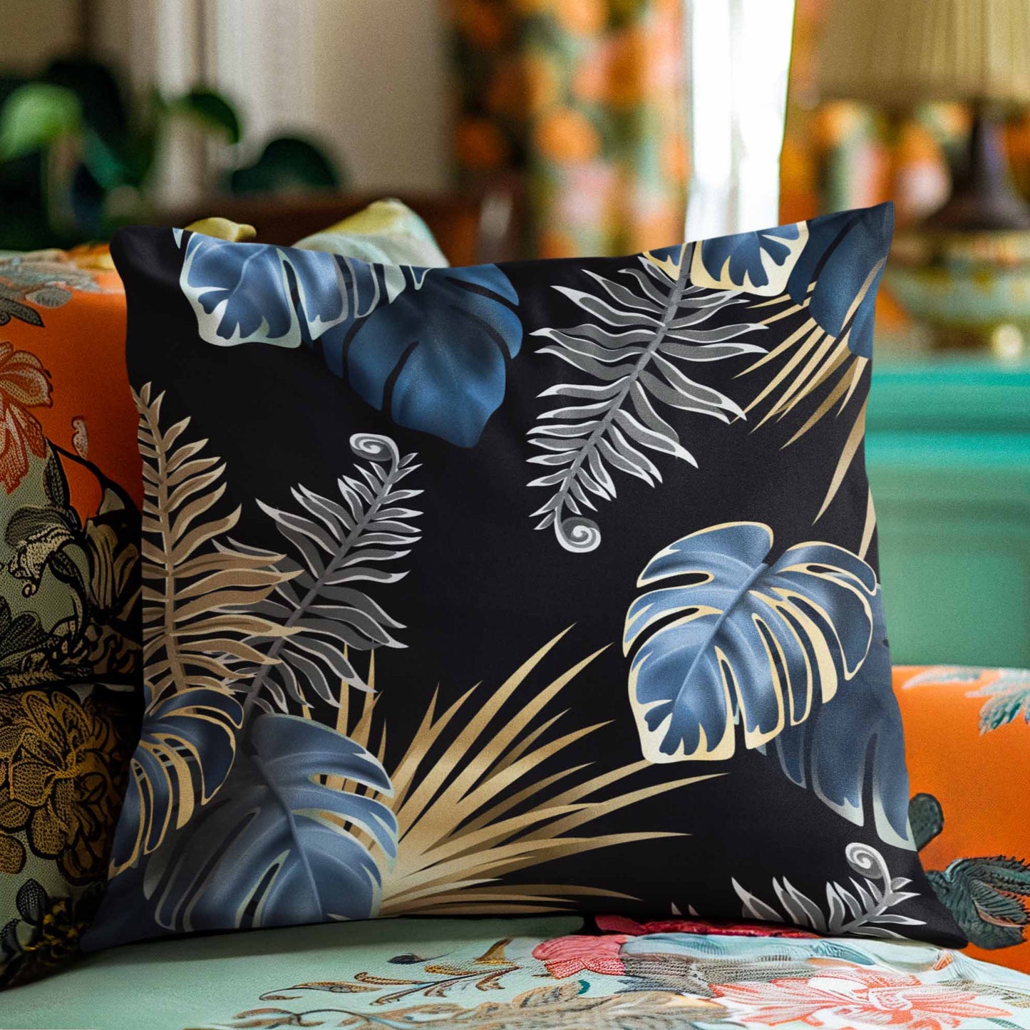 Printed - Moon Leaves Cushion Cover Trendy Home
