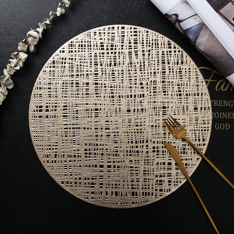 Pvc - Champagne Round Decorative Charger Plate Trendy Home