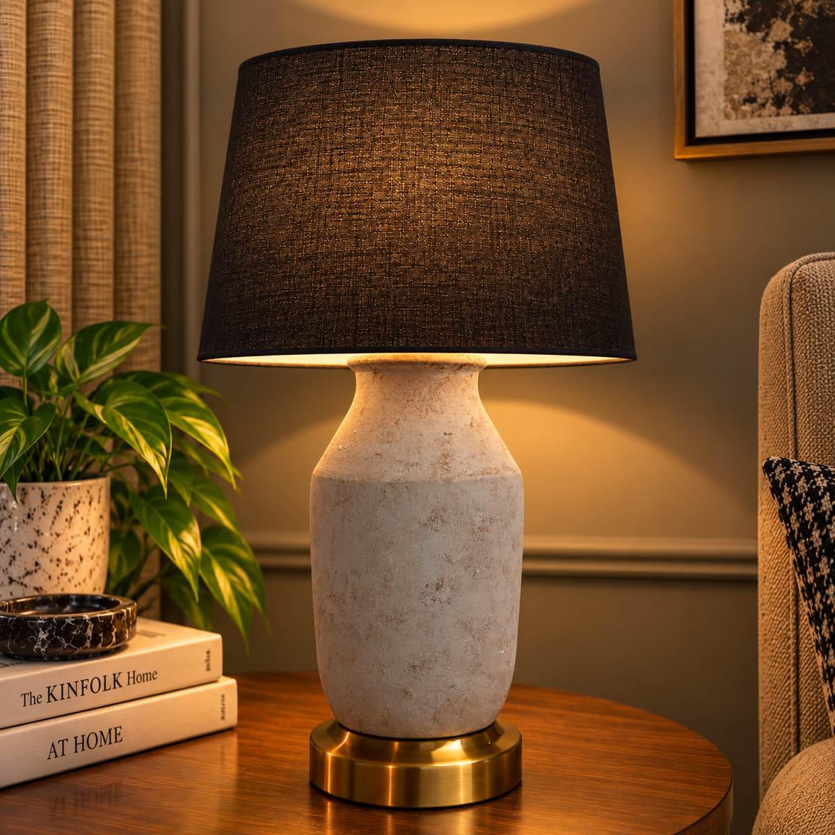 Barrel Table Lamp Black Trendy Home