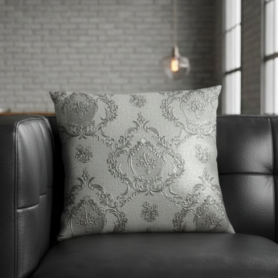 Embossed Leather - Silver Cushion Cover Trendy Home