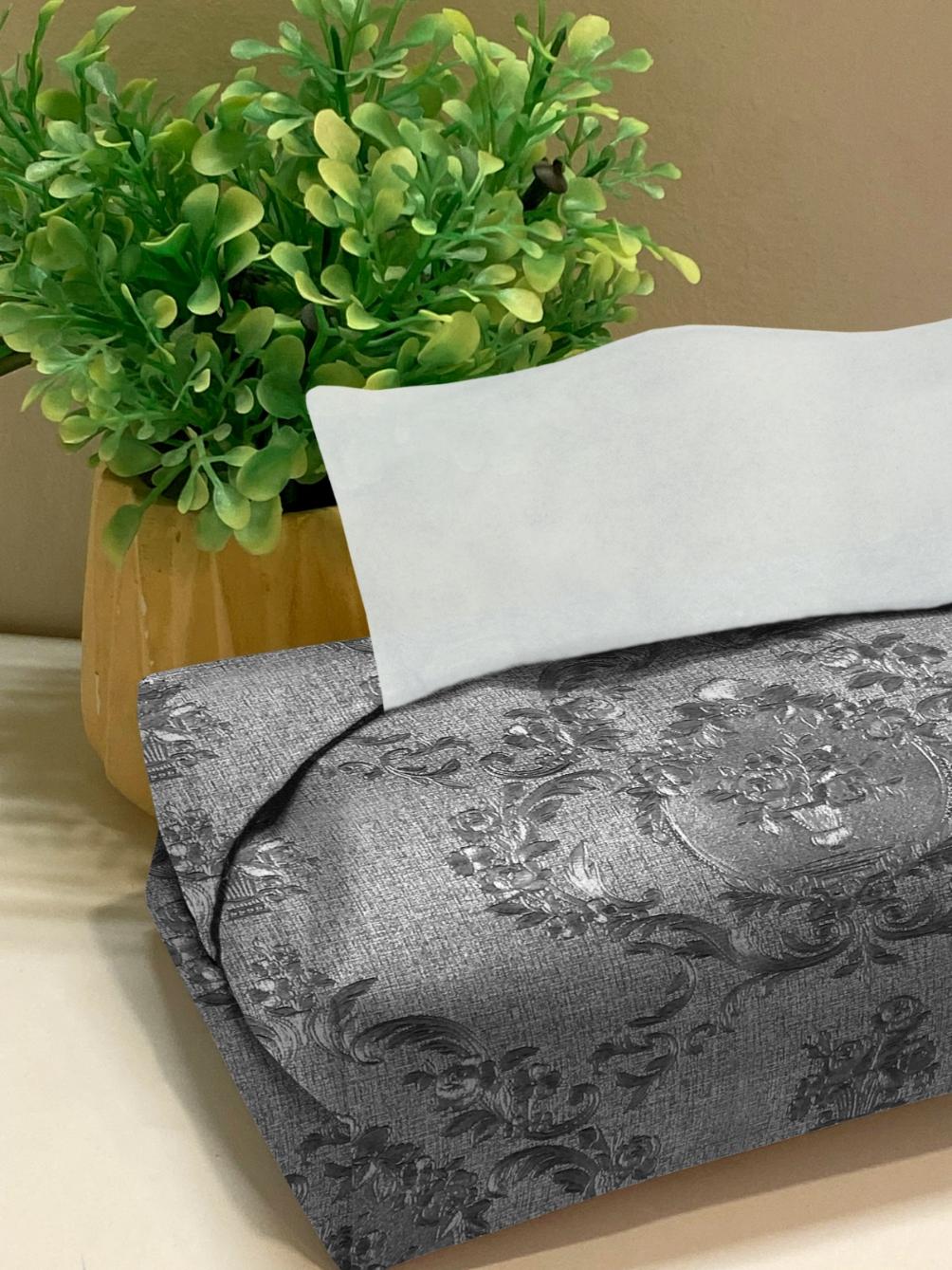 Embossed Leather - Sillver Tissue Box Trendy Home