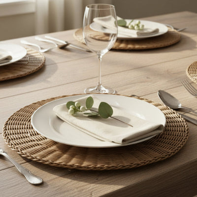 Rattan - Brass Charger Plate Trendy Home