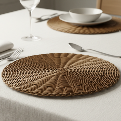 Rattan - Brass Charger Plate Trendy Home