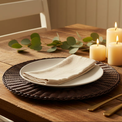 Rattan - Coffee Charger Plate Trendy Home