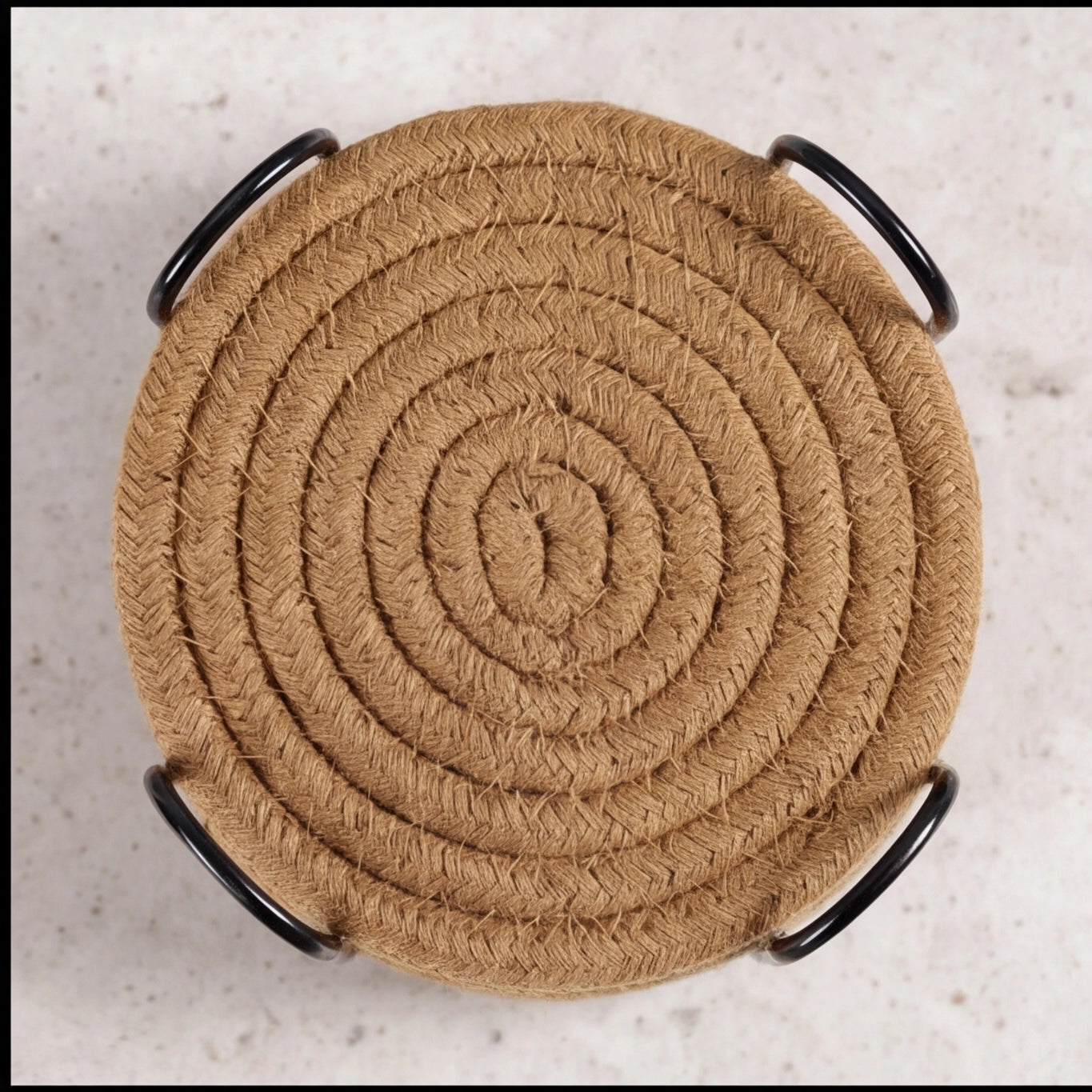 Handwoven Jute Brown Coaster Set Trendy Home