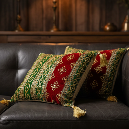 Hand Sequin - Red Green Cushion Cover Trendy Home