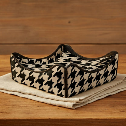 Printed - Beige Houndstooth Breadbasket Trendy Home
