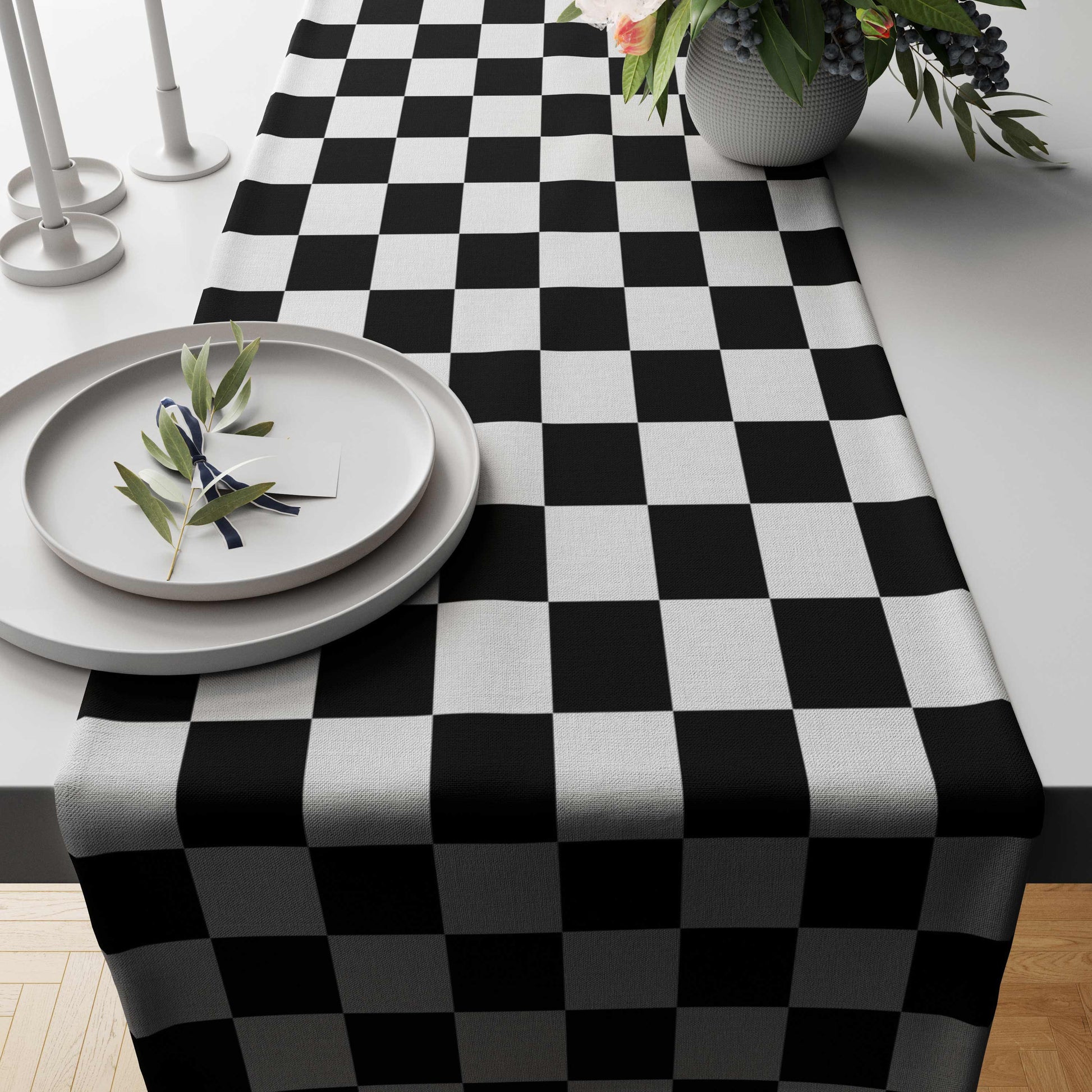 Printed - Check Table Runner Trendy Home